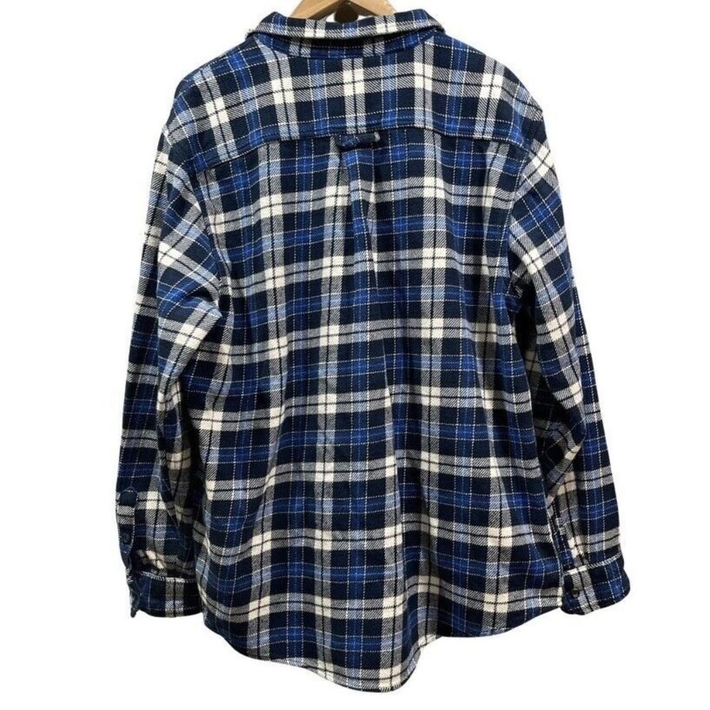 ORVIS Mens XXL Blue Plaid Long Sleeve Heavyweight Button Up Flannel Shirt Jacket - Picture 2 of 11